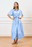 Vestito lungo chemisier in cotone - CELESTE