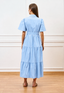 Vestito lungo chemisier in cotone - CELESTE