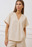 Camicia casacca ricami tono su tono - AVORIO