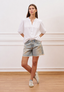 Camicia in mussola con alamari - BIANCO