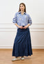 Gonna lunga a balze in chambray - BLU
