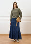 Gonna lunga a balze in chambray - BLU