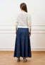 Gonna lunga a balze in chambray - BLU
