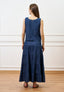 Gonna lunga a balze in chambray - BLU