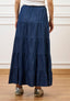 Gonna lunga a balze in chambray - BLU