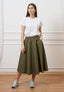 Gonna midi con elastico in vita - MILITARE