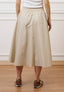 Gonna midi con elastico in vita - BEIGE