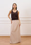 Gonna lunga con elastico in vita - BEIGE