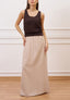 Gonna lunga con elastico in vita - BEIGE