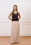 Gonna lunga con elastico in vita - BEIGE