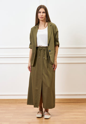 Gonna lunga dritta con tasconi - MILITARE