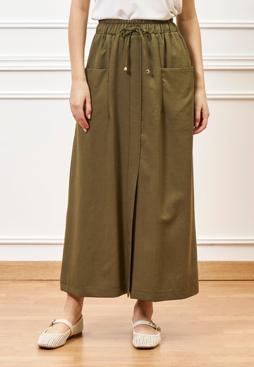 Gonna lunga dritta con tasconi - MILITARE