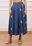 Gonna midi in chambray ricamato - BLU