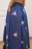 Gonna midi in chambray ricamato - BLU