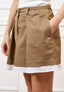 Gonna corta con fondo a contrasto - BEIGE