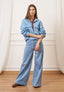 Camicia crop effetto denim - CELESTE