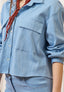 Camicia crop effetto denim - CELESTE