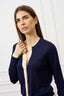 Cardigan in seta e cotone con bordi a contrasto - BLU