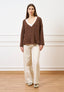 Cardigan ampio con spacchi - MARRONE