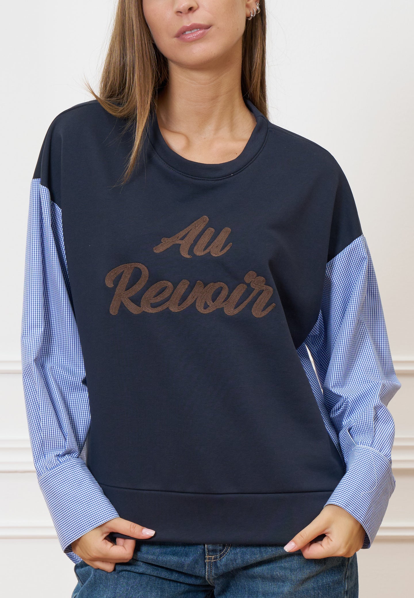 Felpa combinata con scritta