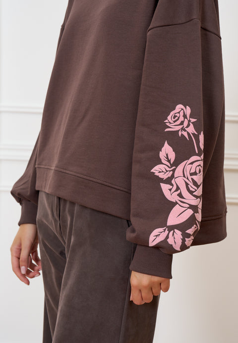 Felpa con stampa in velluto