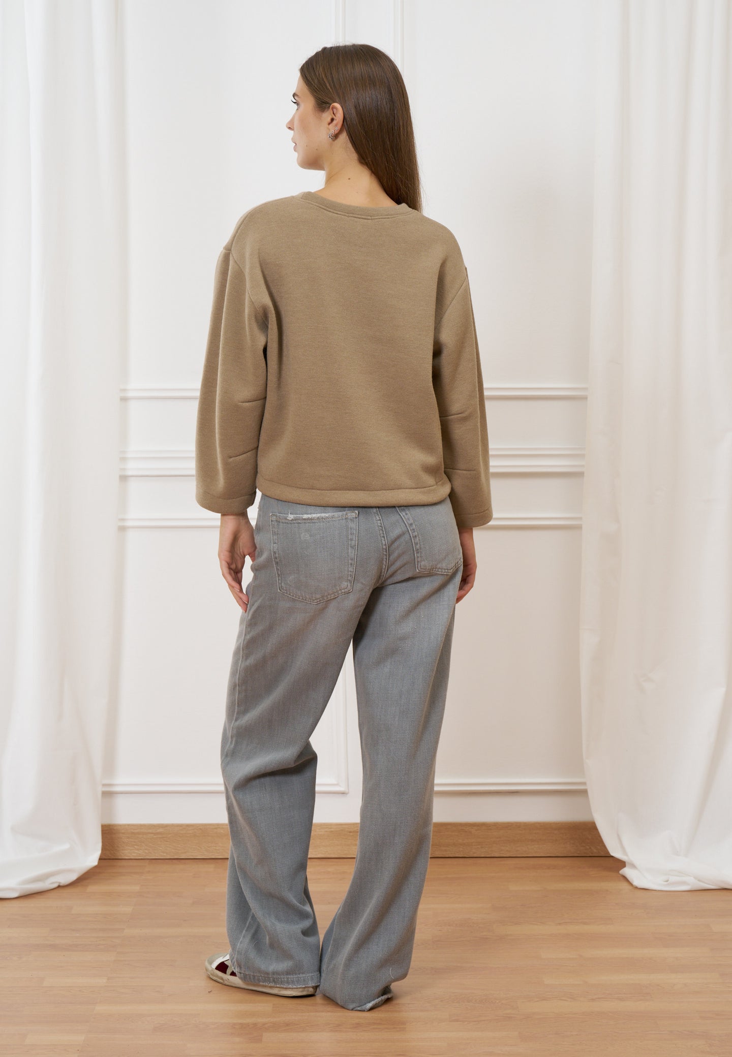 Felpa crop tinta unita