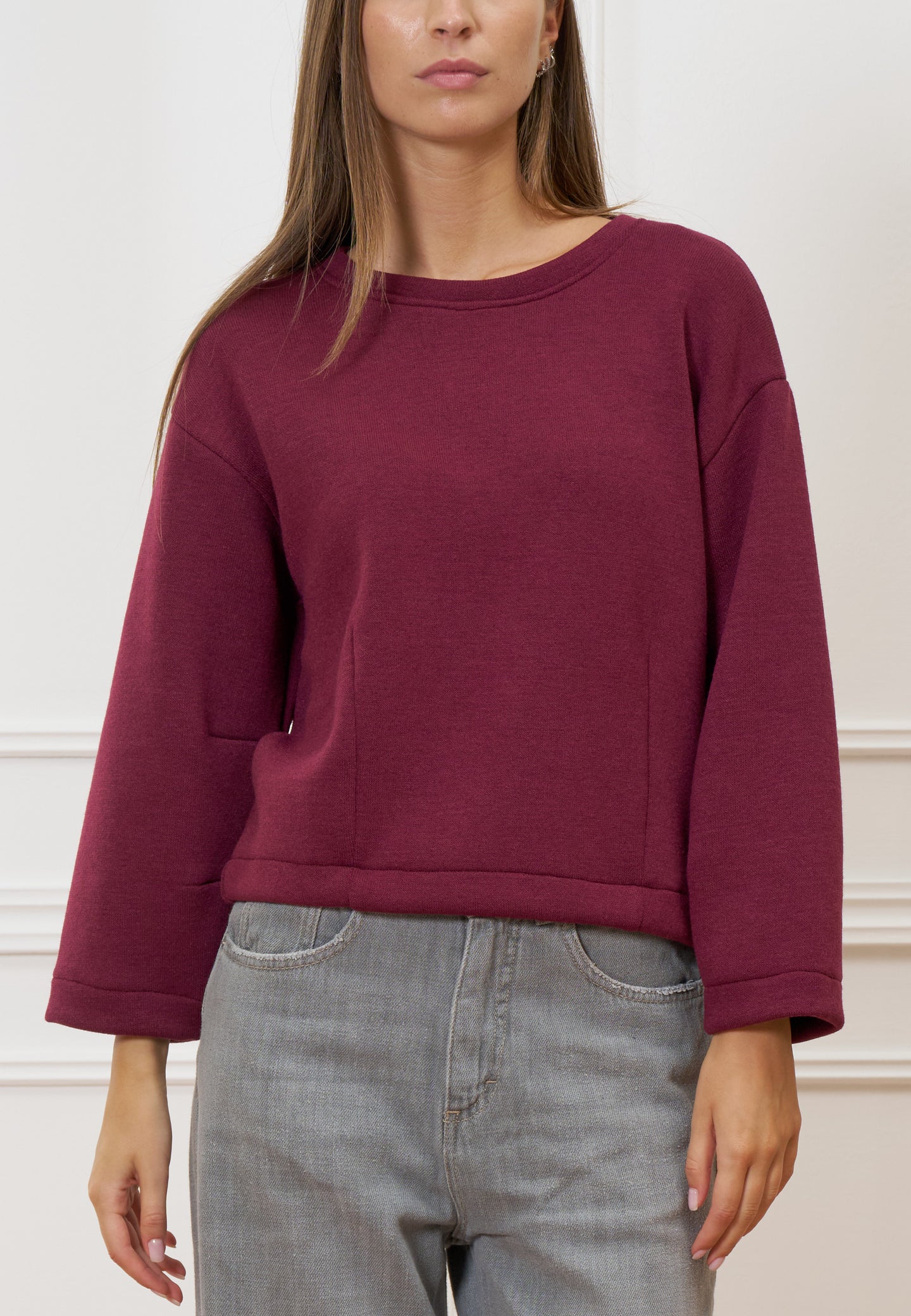 Felpa crop tinta unita