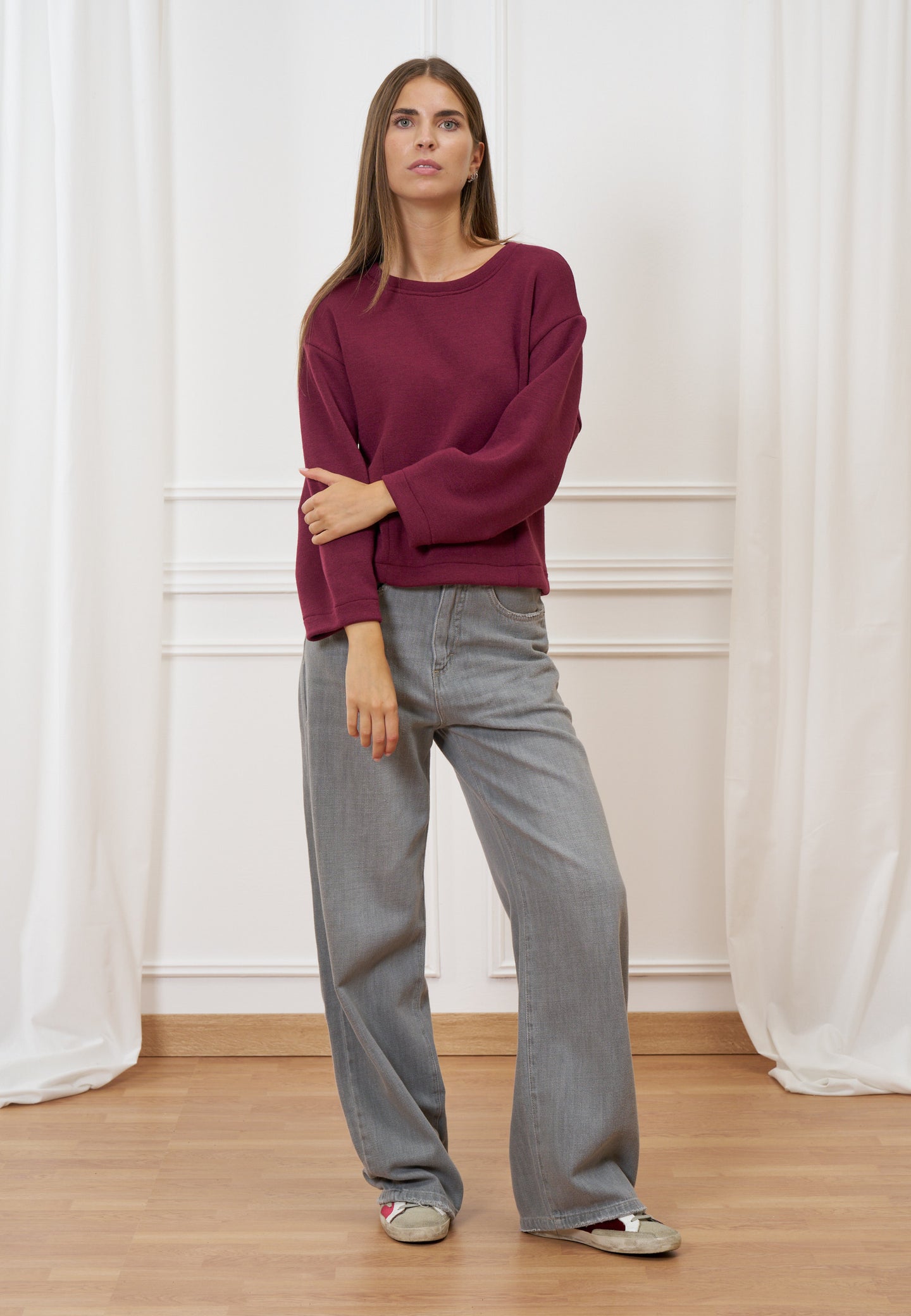 Felpa crop tinta unita