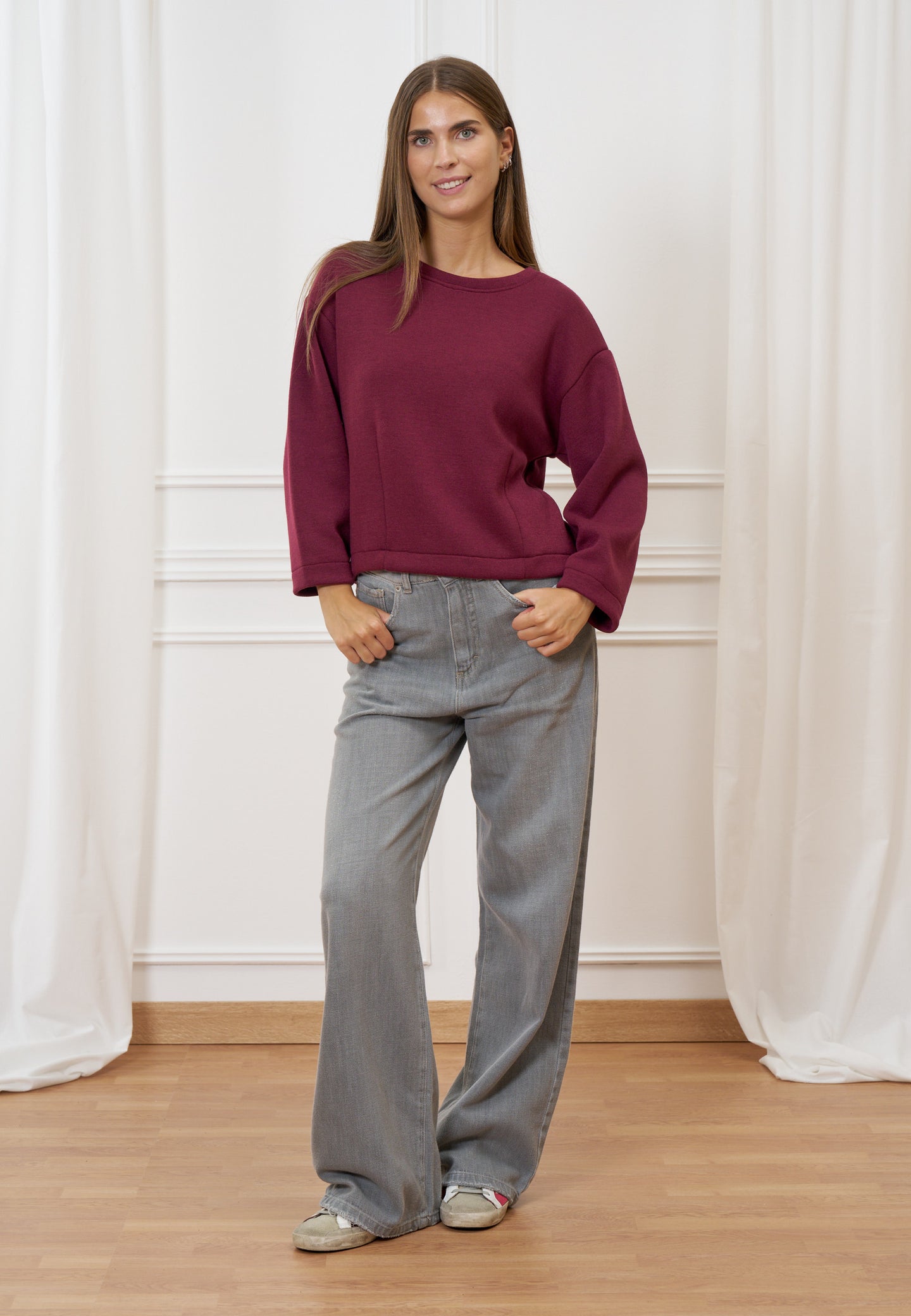 Felpa crop tinta unita