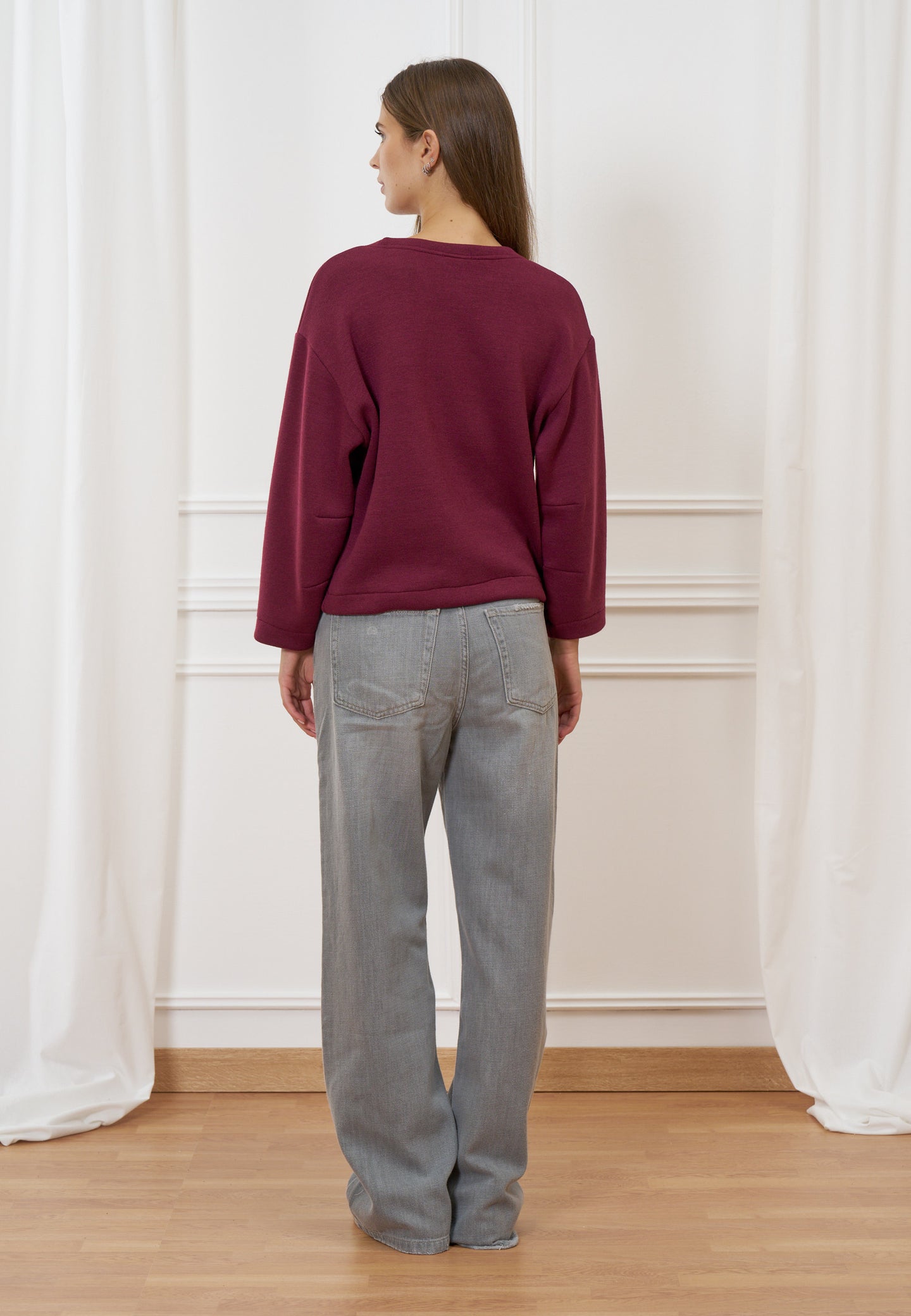 Felpa crop tinta unita