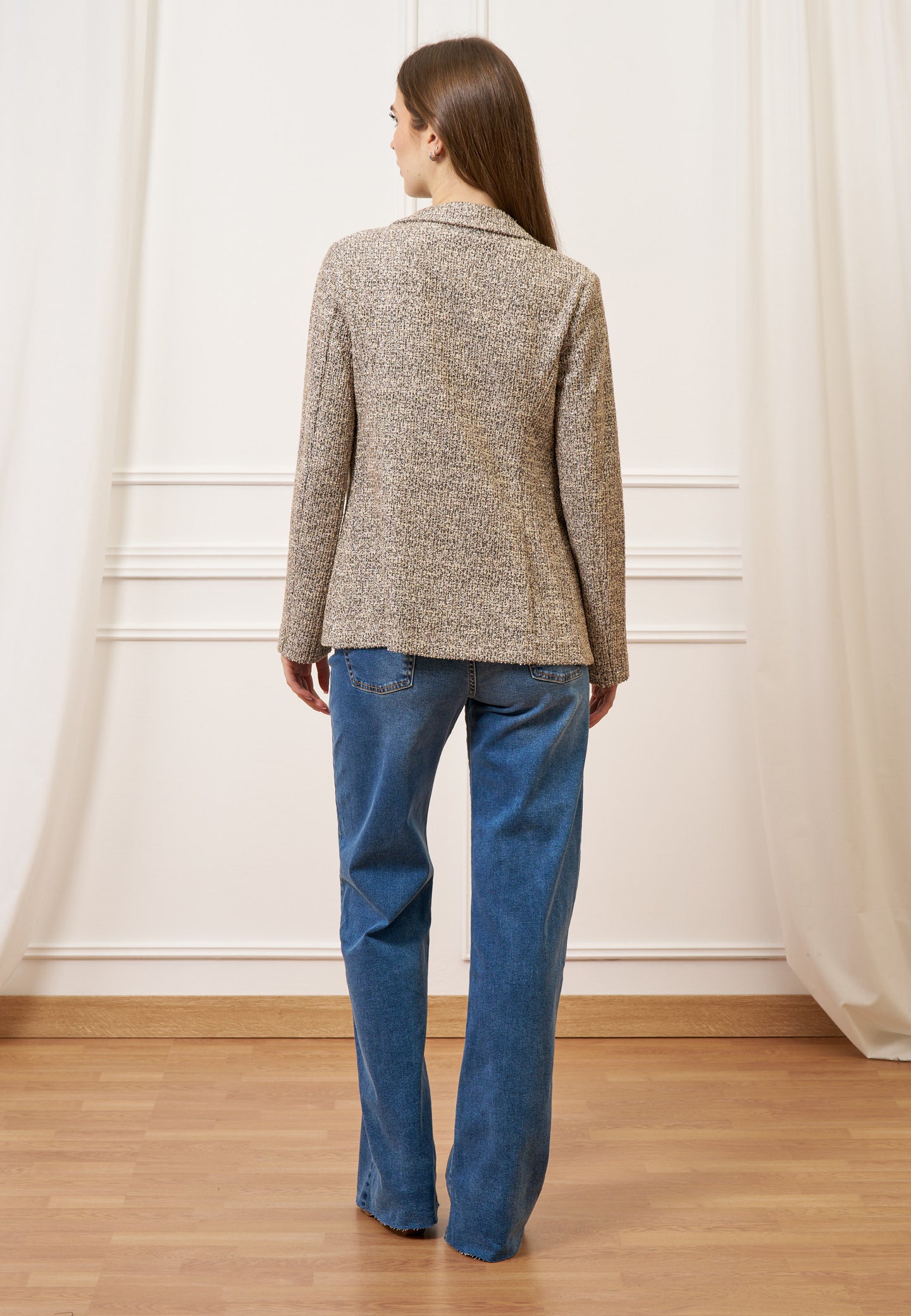 Giacca aperta jersey bouclè - NERO