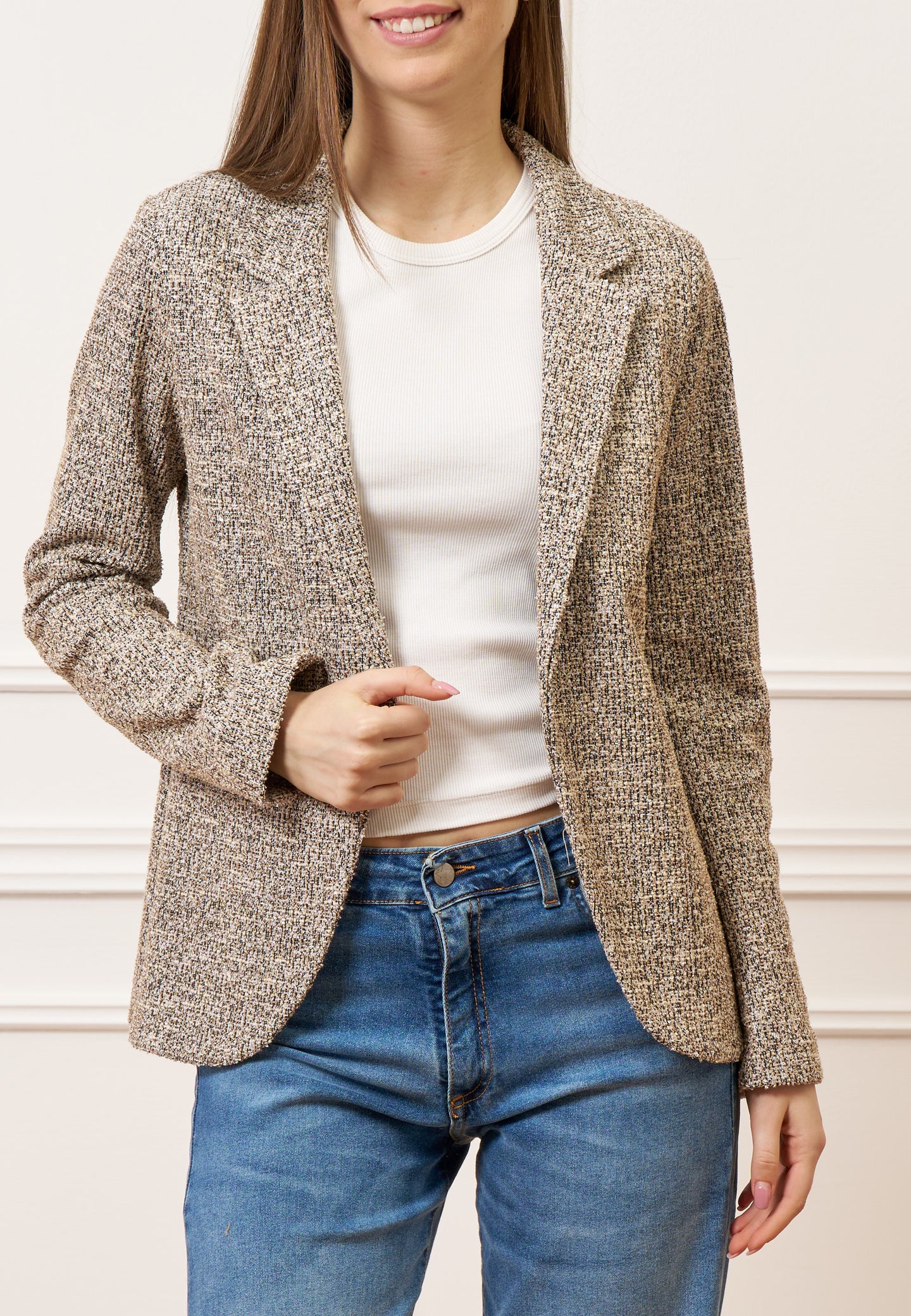 Giacca aperta jersey bouclè