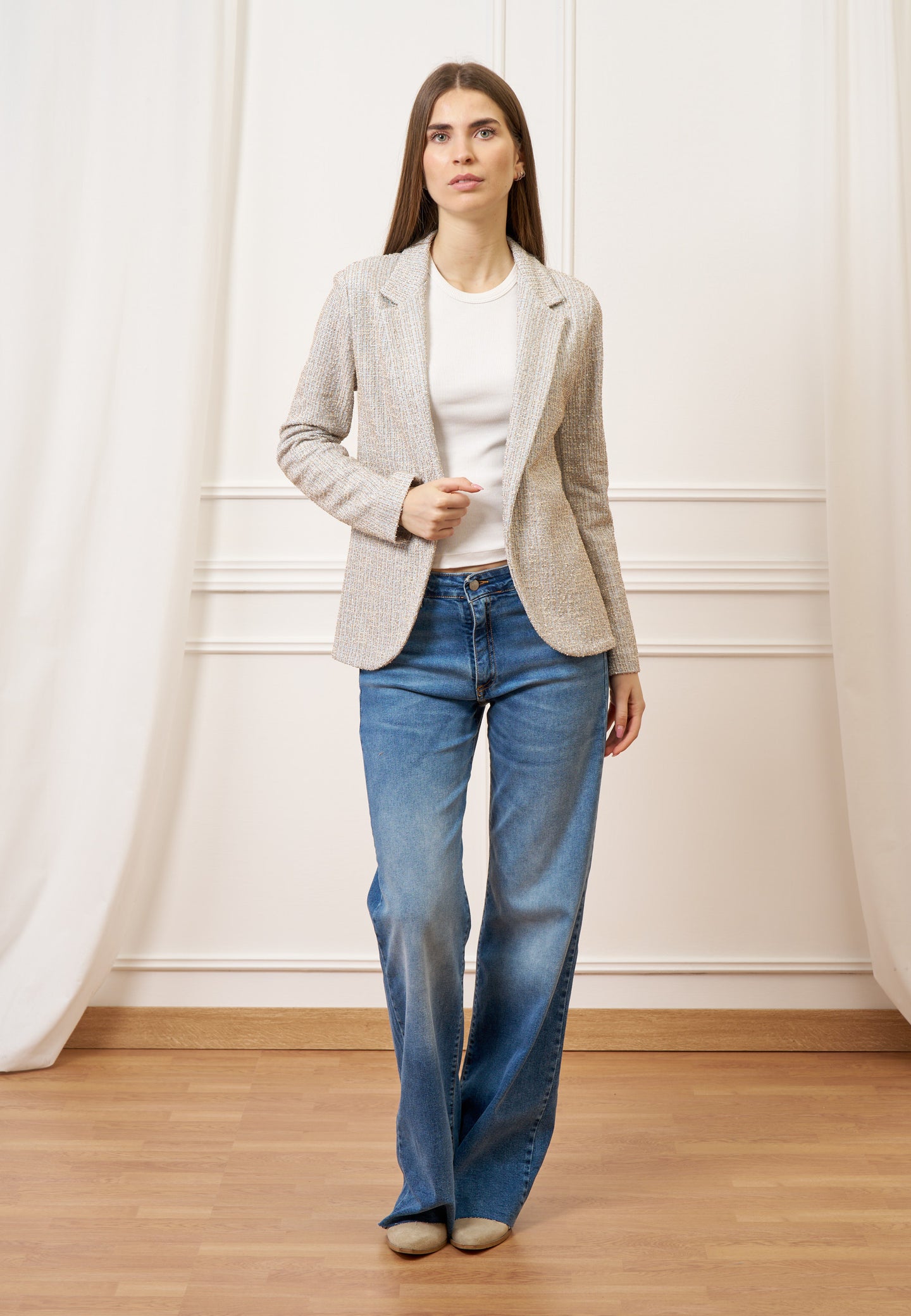 Giacca aperta jersey bouclè