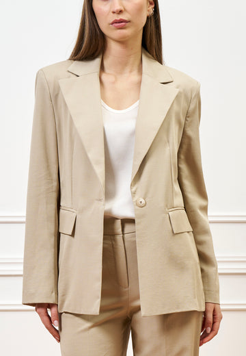 Giacca inserto retro in pizzo - BEIGE