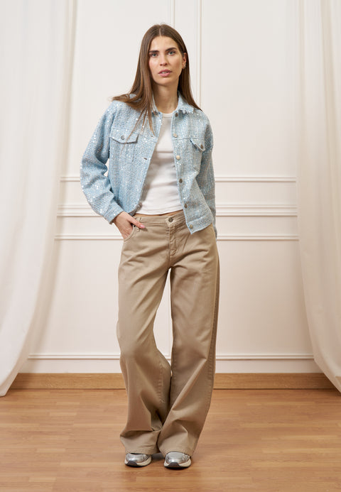 Giacca over in tweed con paillettes