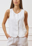 Gilet girocollo in puro lino - BIANCO