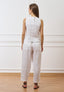 Gilet girocollo in puro lino - BIANCO