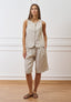 Gilet girocollo in puro lino - BEIGE