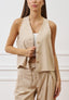 Gilet over con scollo a V - BEIGE