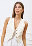 Gilet con scollo a v e bottoni - AVORIO