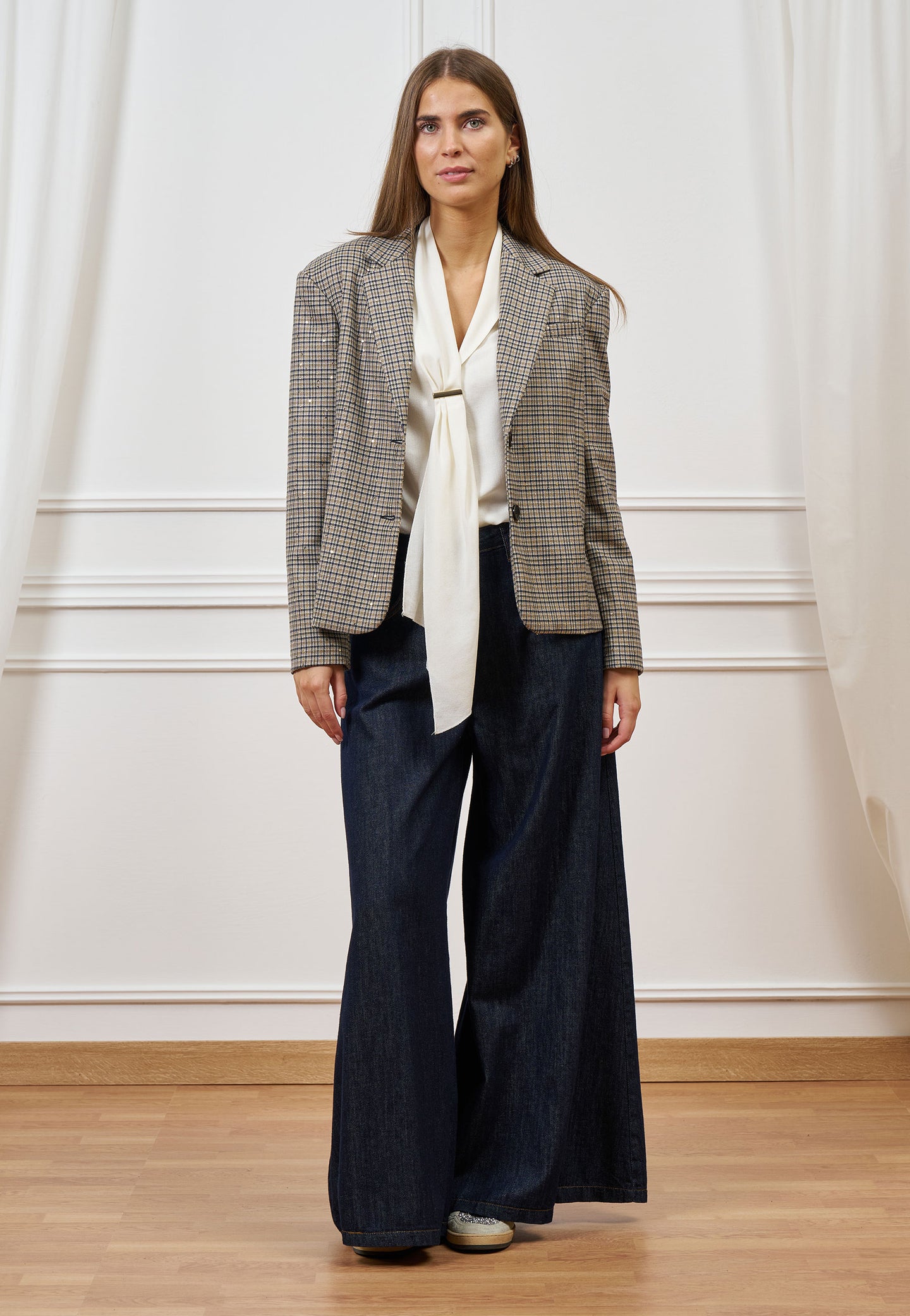 Giacca a quadri con paillettes