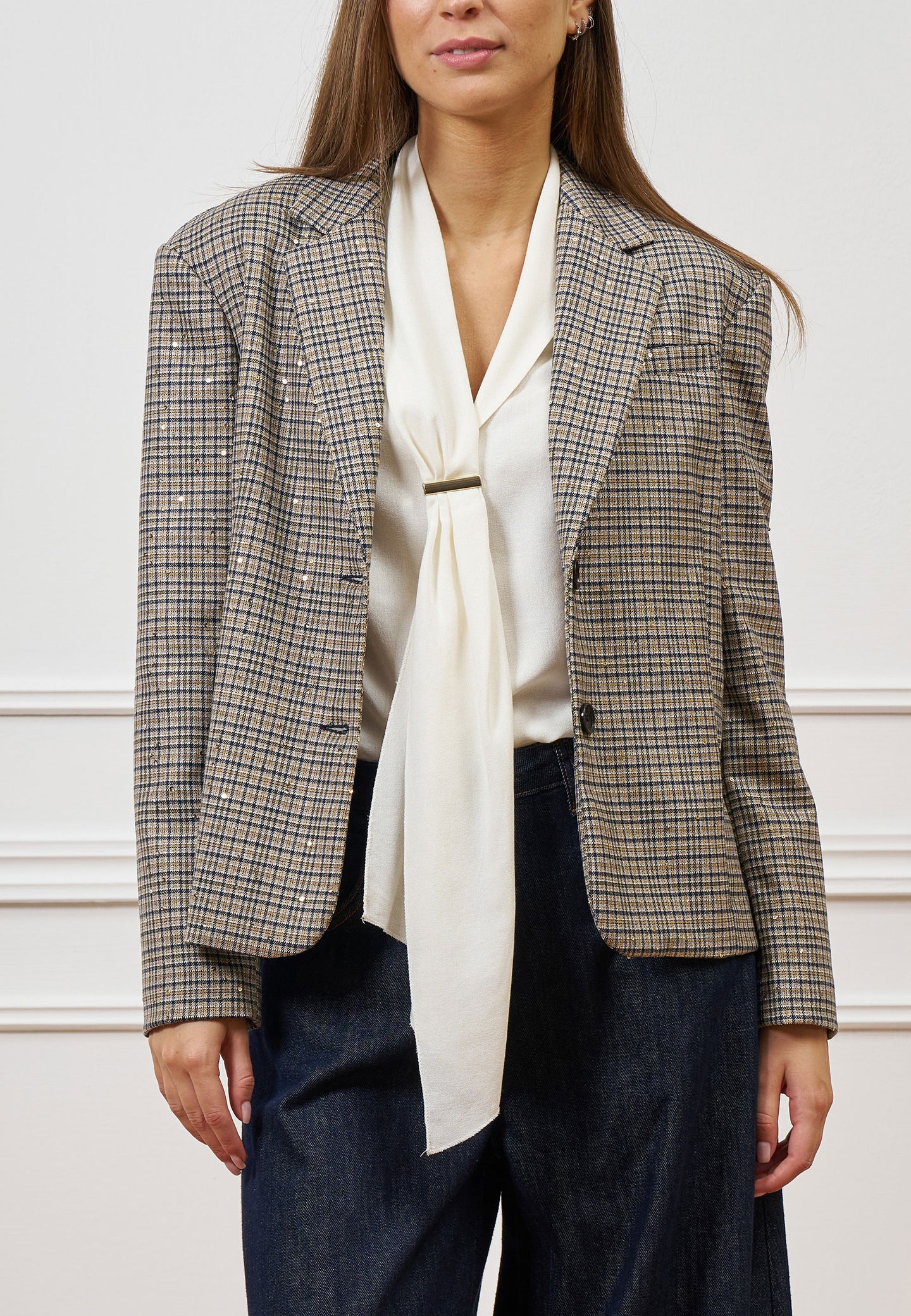 Giacca a quadri con paillettes
