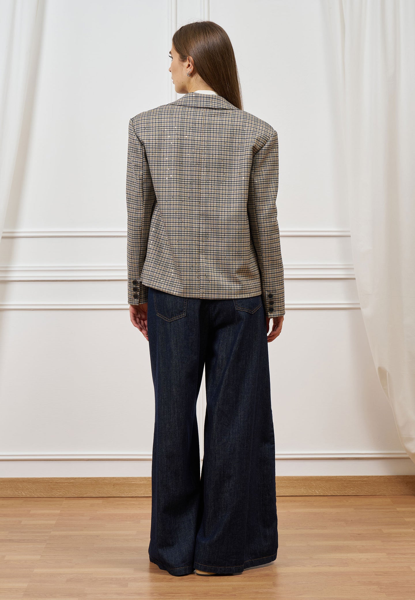 Giacca a quadri con paillettes