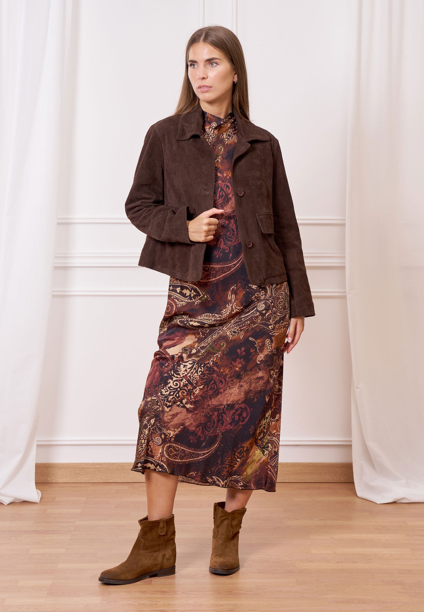 Giubbino in pelle scamosciata