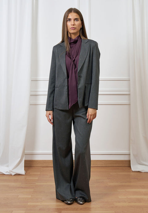 Giacca monopetto gessata lurex