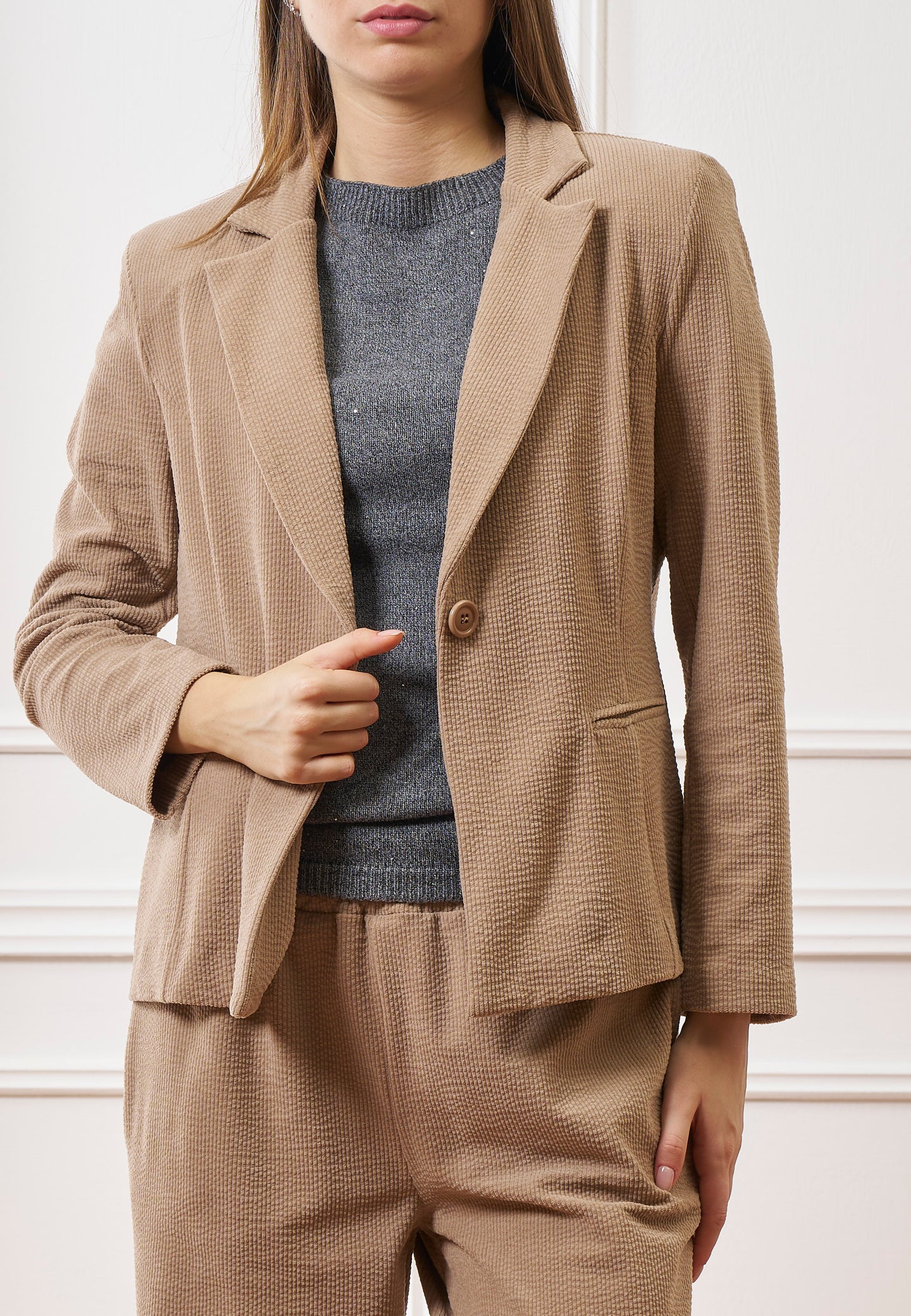 Giacca monopetto in velluto a coste