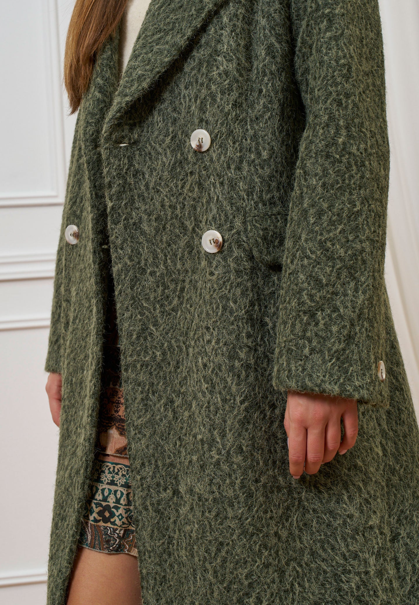 Cappotto lungo doppiopetto bouclé