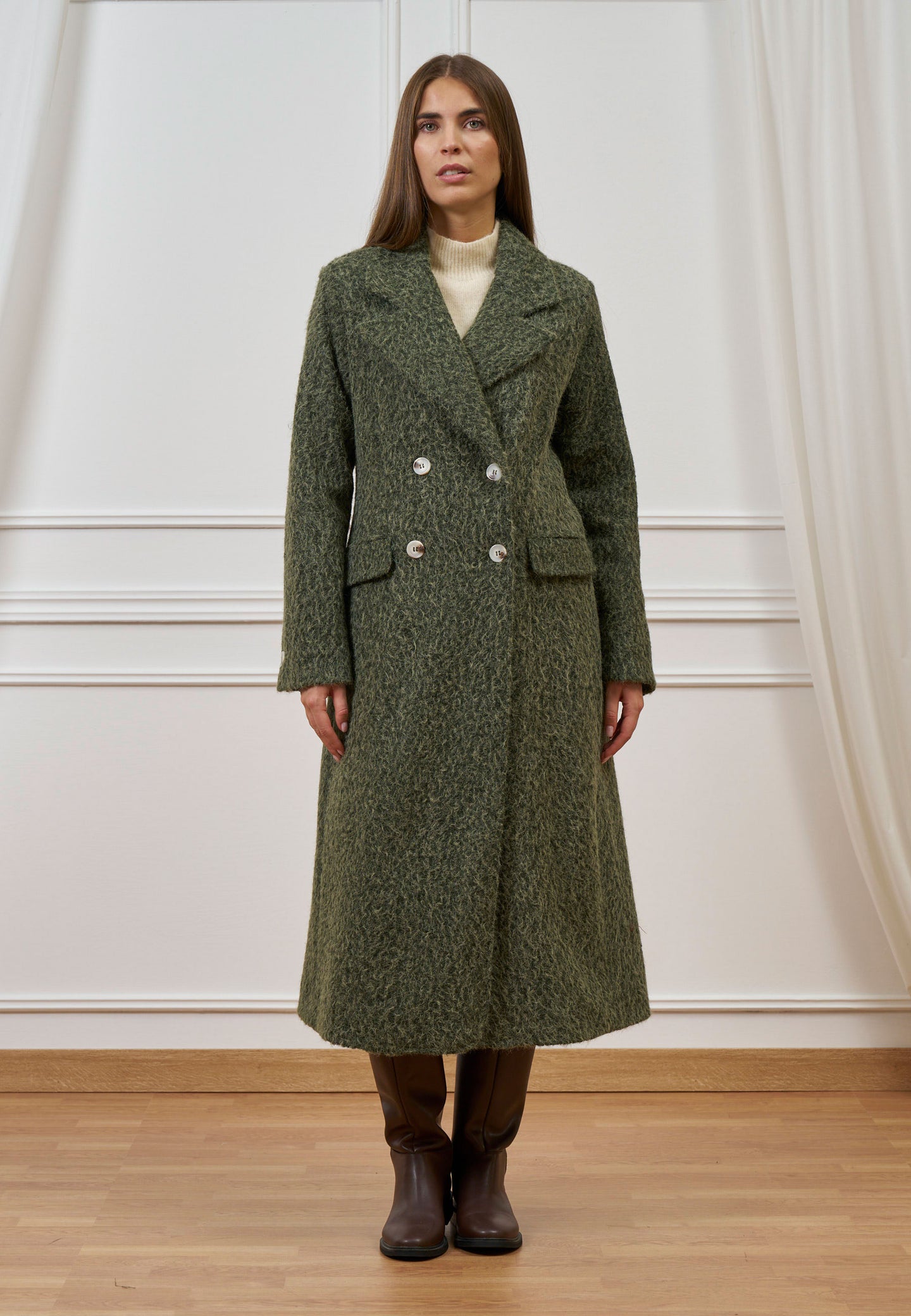 Cappotto lungo doppiopetto bouclé