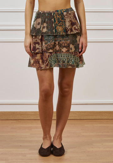 Gonna corta fantasia patchwork