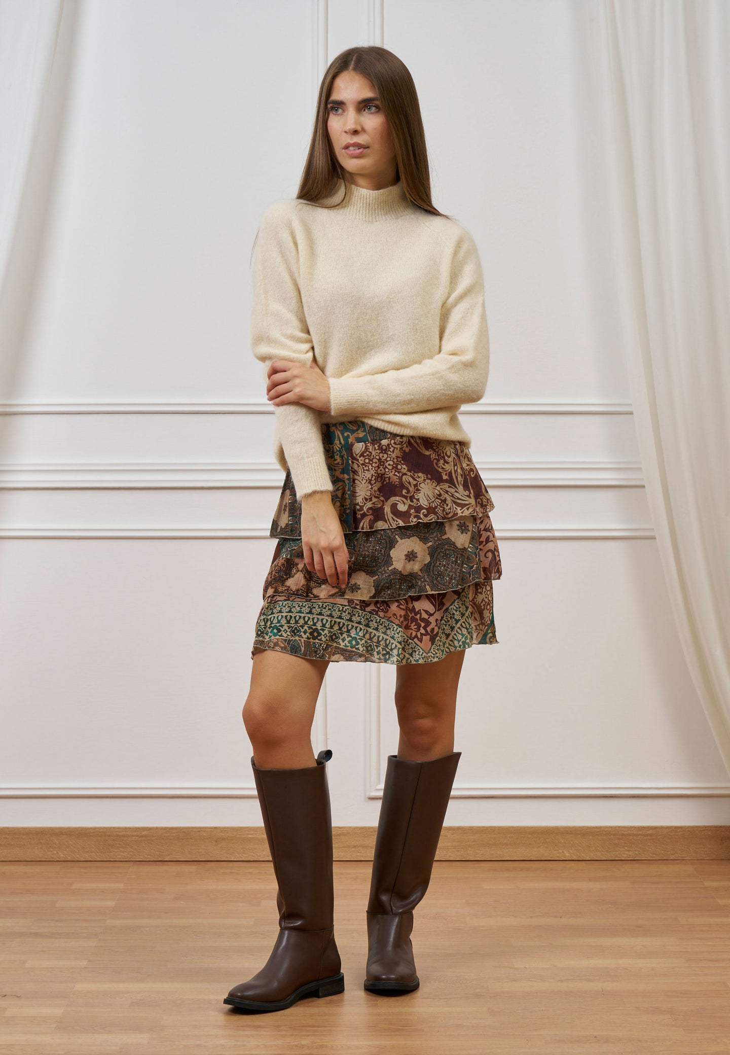 Gonna corta fantasia patchwork